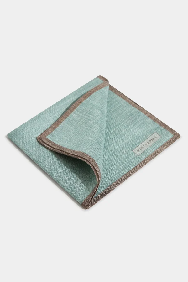 Sage reversible pocket square - Made in Italy