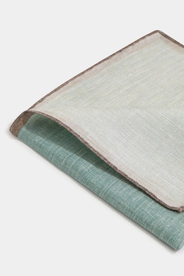 Sage reversible pocket square - Made in Italy