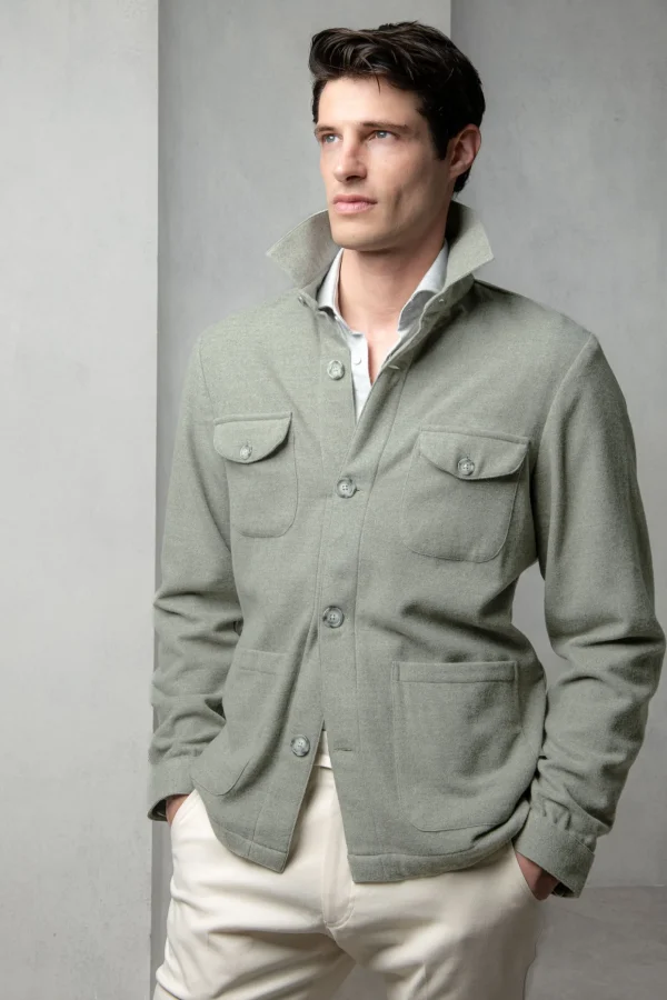 Sage Safari Jacket flannel Super 180s – Made in Italy