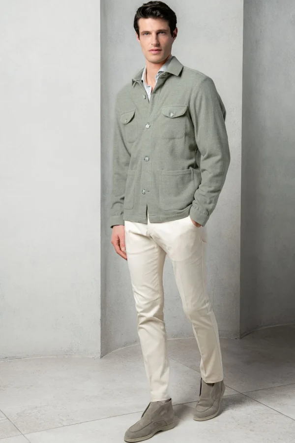 Sage Safari Jacket flannel Super 180s – Made in Italy