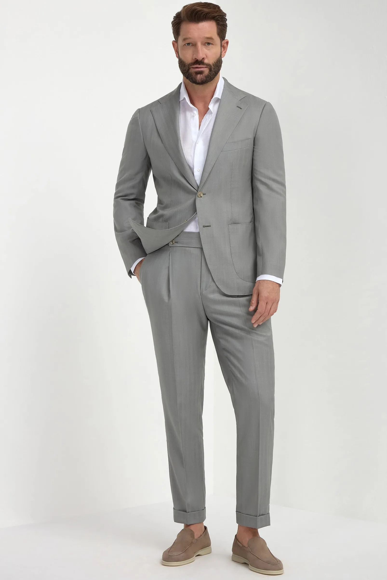 sage_solaro_wool_and_silk_0.webp Sage solaro wool and silk suit - Made in Italy
