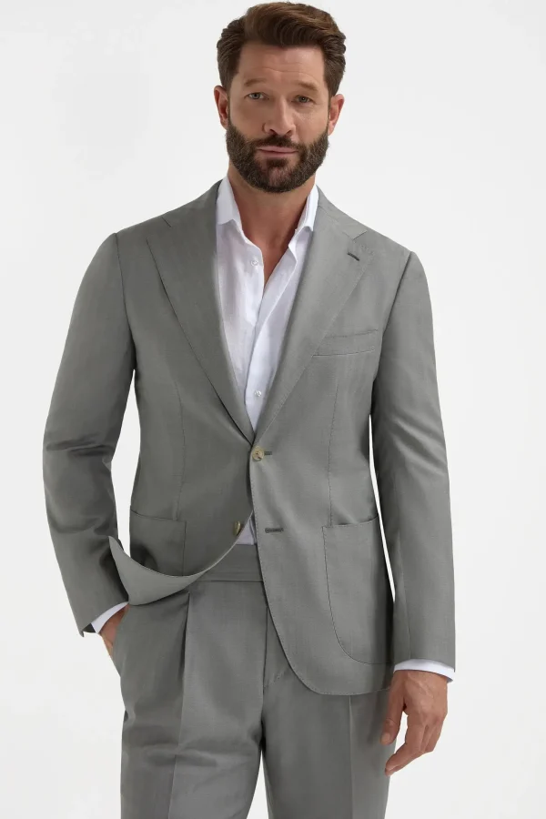 Sage solaro wool and silk suit - Made in Italy