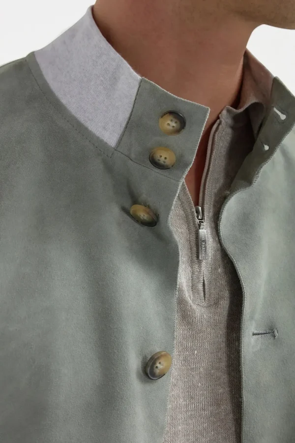 Sage suede bomber – Made in Italy