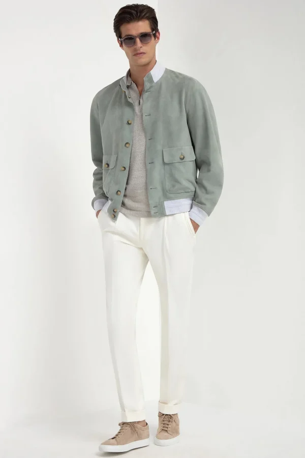 Sage suede bomber – Made in Italy