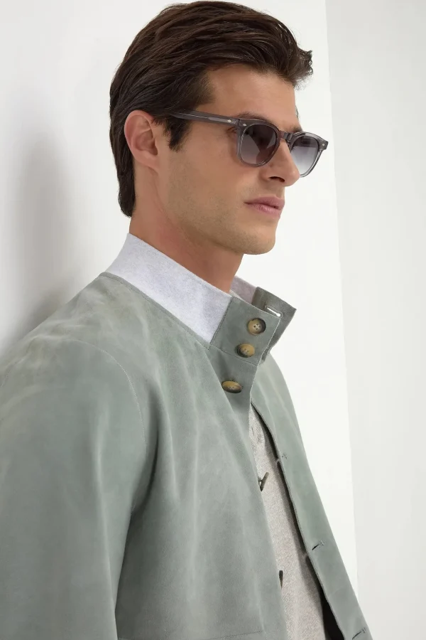 Sage suede bomber – Made in Italy