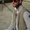Sage suede knit bomber – Made in Italy