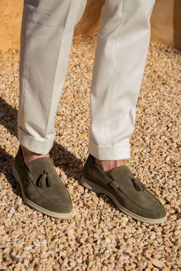 Sage suede tassel loafers - Made In Italy