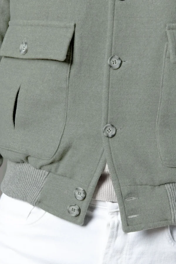 Sage Super 180's wool flannel bomber jacket – Made in Italy