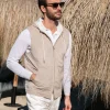 Sand alcantara hooded vest – Made in Italy