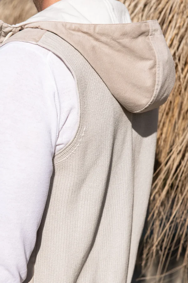 Sand alcantara hooded vest – Made in Italy