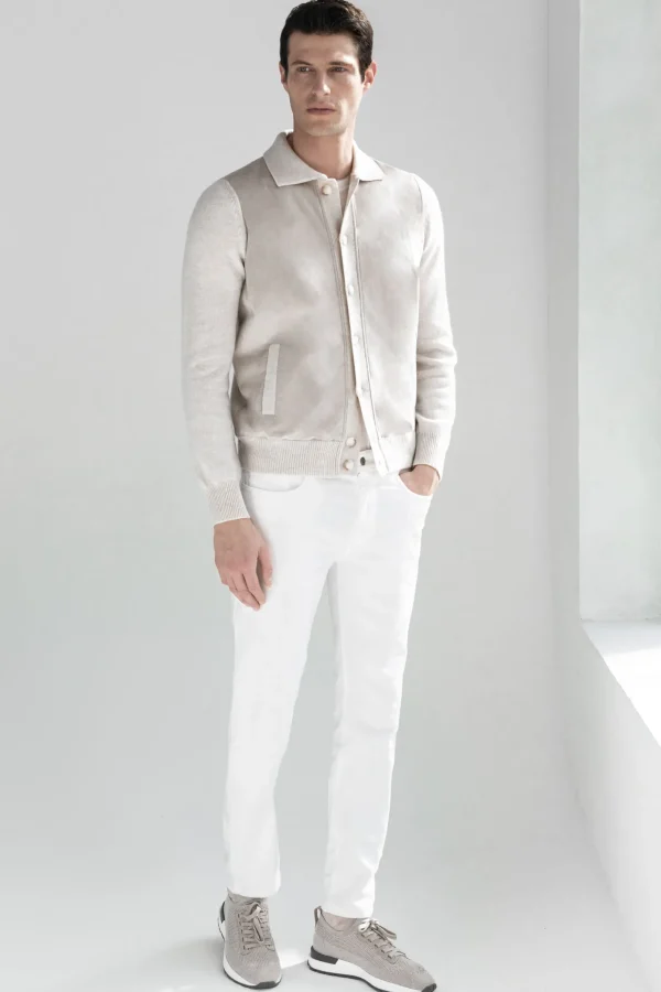 Sand alcantara polo shirt - Made in Italy