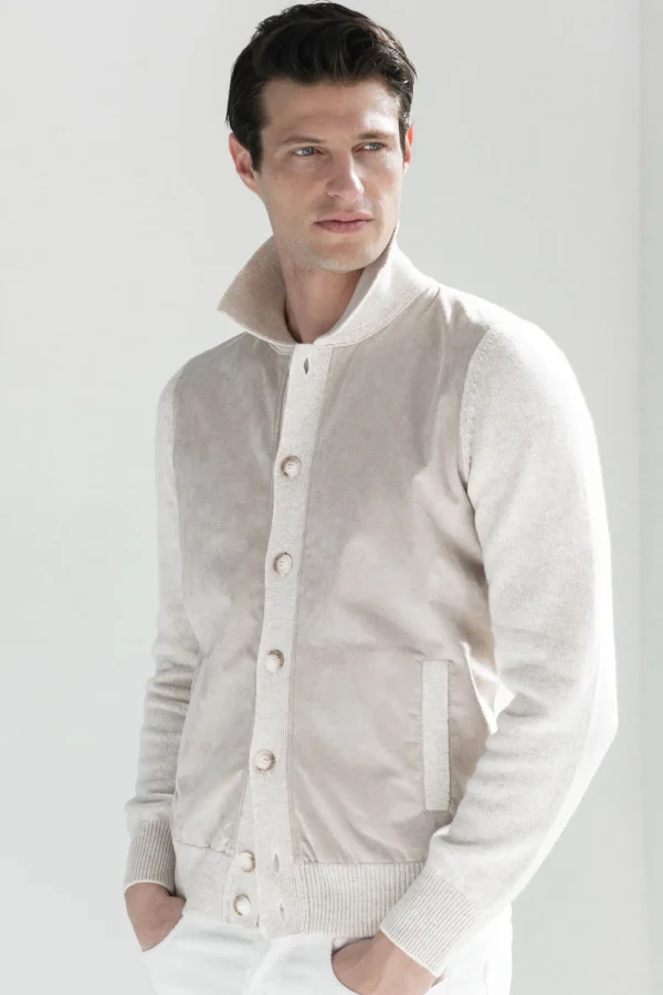 Sand alcantara polo shirt - Made in Italy