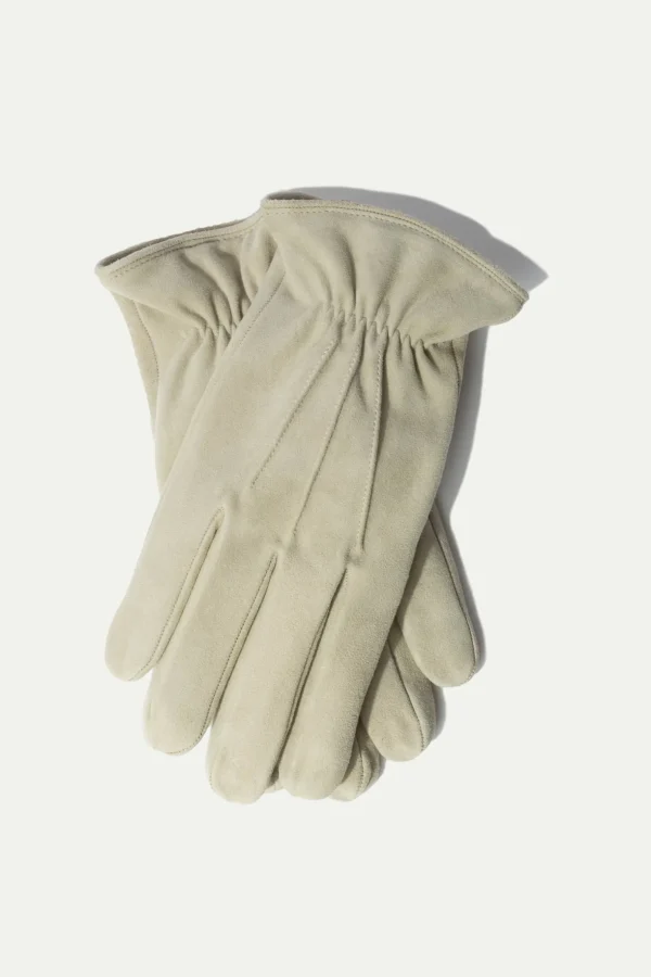 Sand Cashmere Lined Suede Gloves - Made in Italy