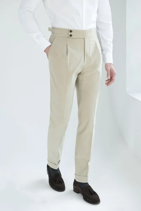 Sand cotton Soragna trousers - Made in Italy