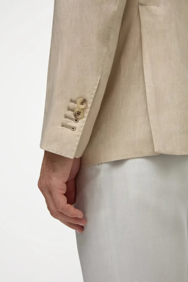 Sand herringbone jacket - Made in Italy