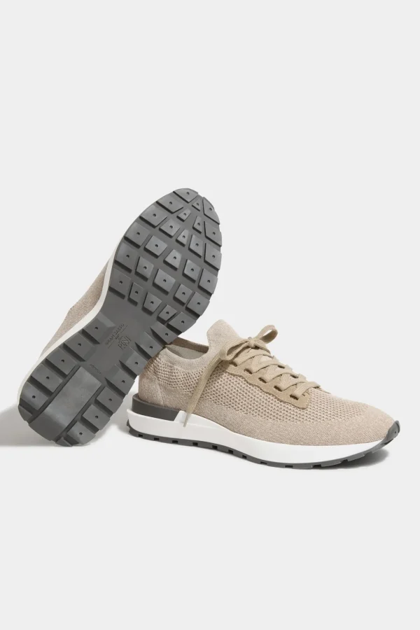 Sand knitted sneakers - Made In Italy