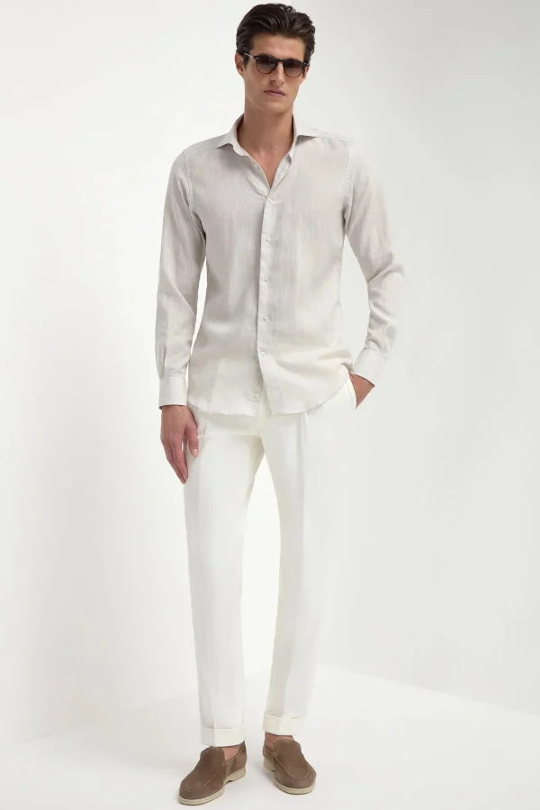 Sand linen shirt - Made in Italy