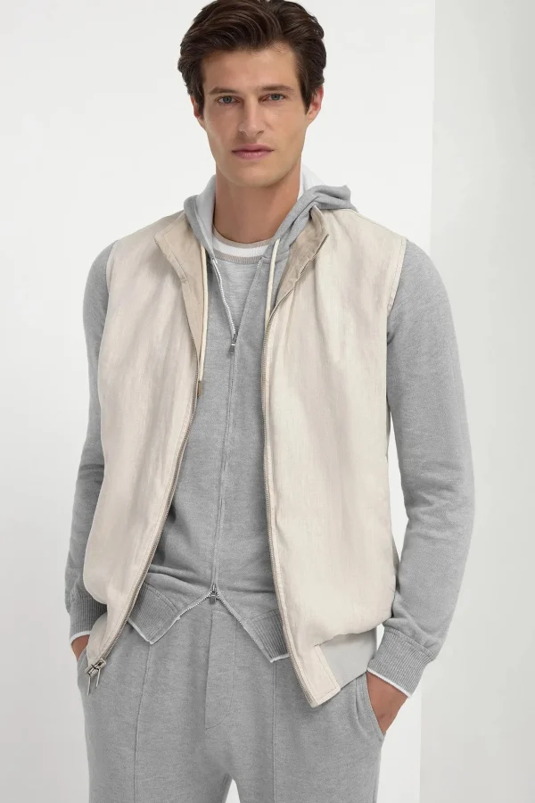 Sand suede reversible vest - Made in Italy