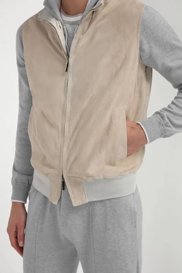 Sand suede reversible vest - Made in Italy