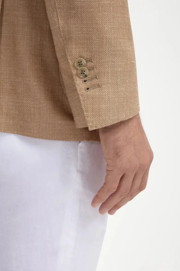 Sandstone herringbone jacket - Made in Italy