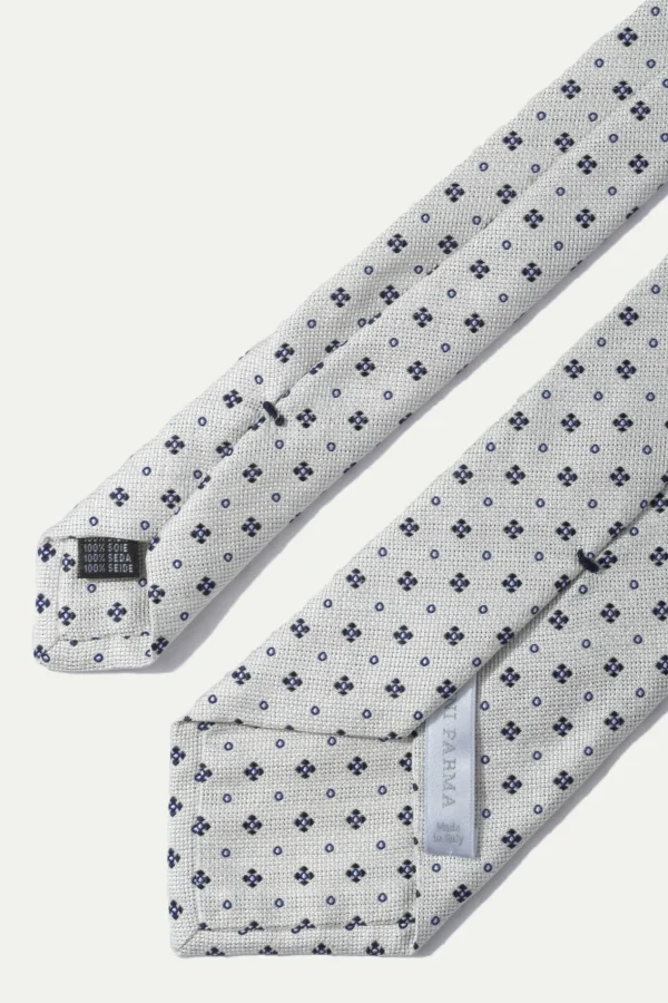 Silver jacquard silk tie - Made In Italy