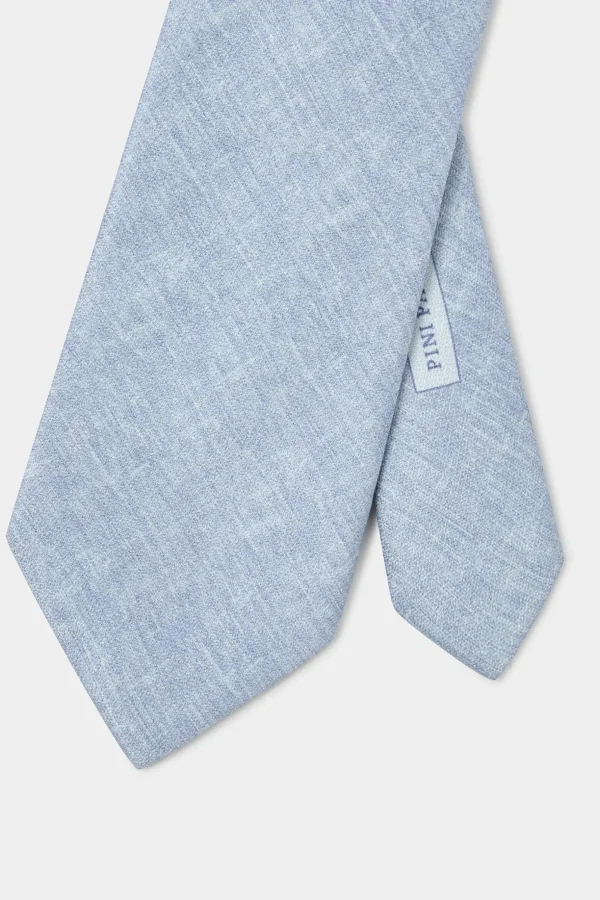 Sky blue linen and silk tie - Made in Italy