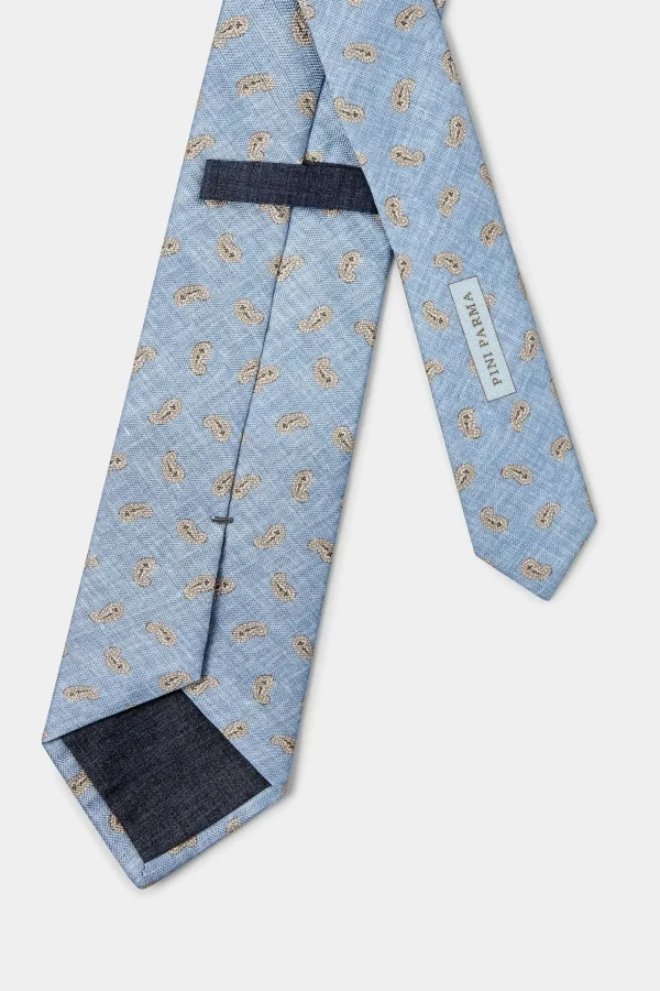 Sky blue paisley tie - Made in Italy