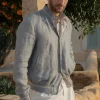 Sky grey and beige reversible bomber jacket – Made in Italy