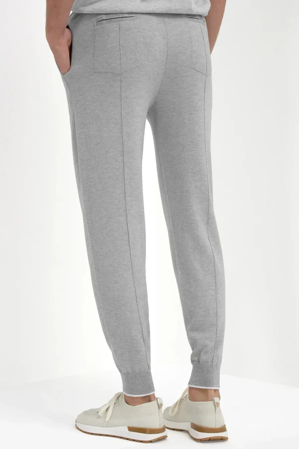 Sky grey cashmere blend jogger pants - Made in Italy