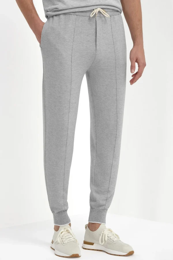 Sky grey cashmere blend jogger pants - Made in Italy