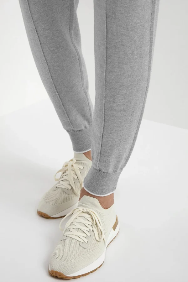 Sky grey cashmere blend jogger pants - Made in Italy