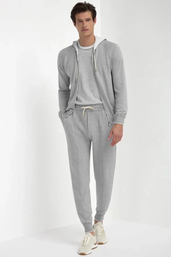 Sky grey cashmere blend jogger pants - Made in Italy