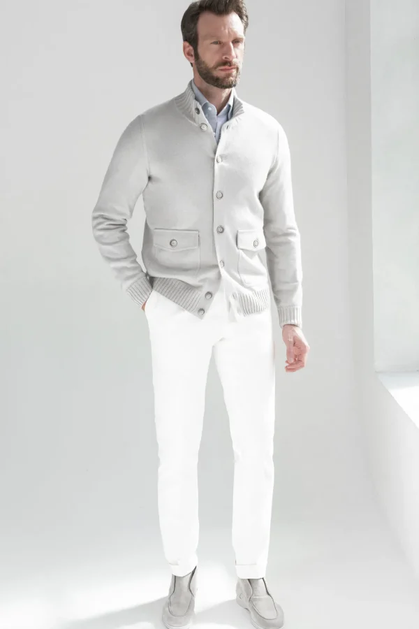 Stone Cashmere Knitted Bomber – Made in Italy