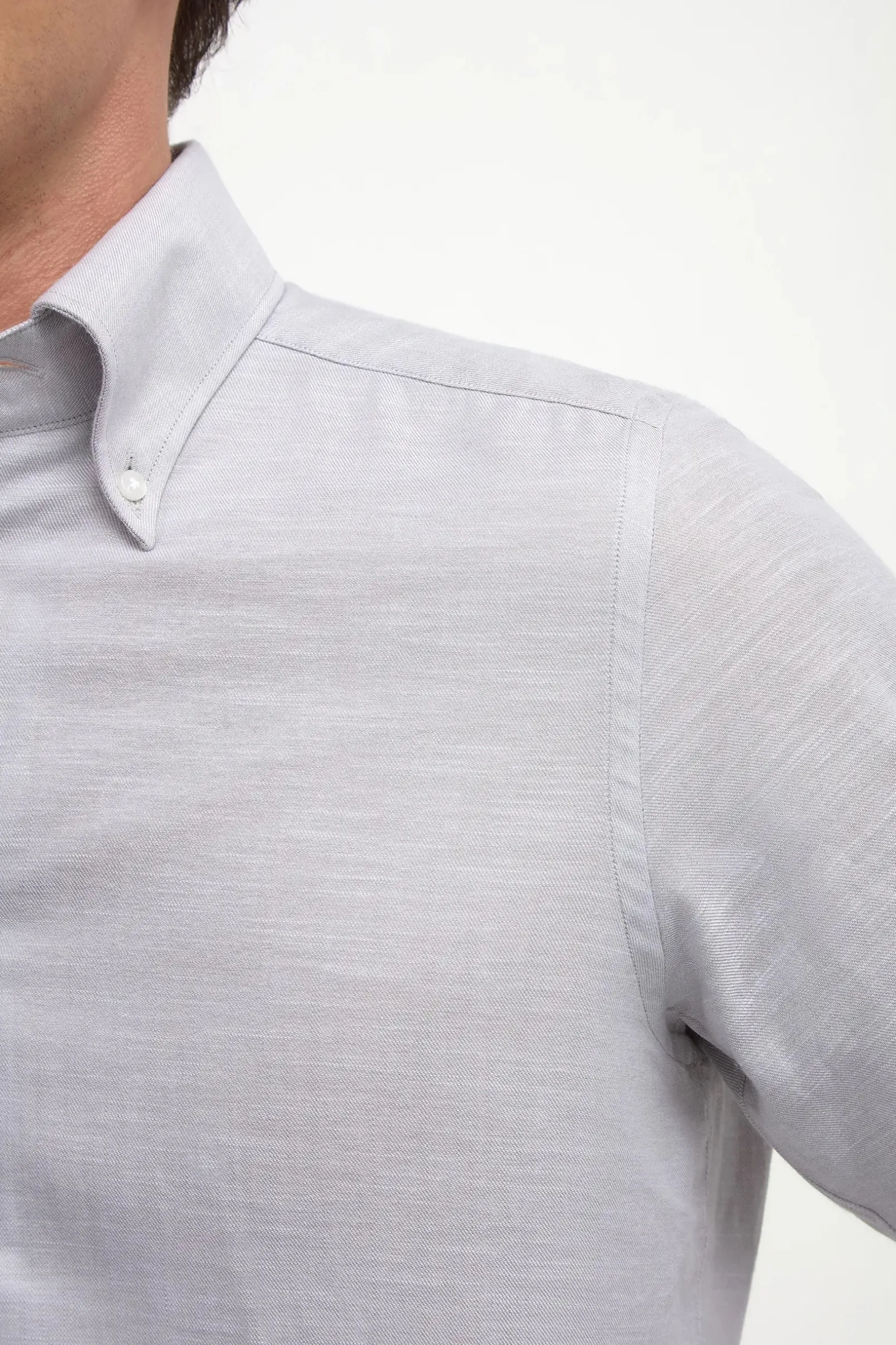 stone_chambray_button_dow_1.webp Stone chambray button down shirt - Made in Italy