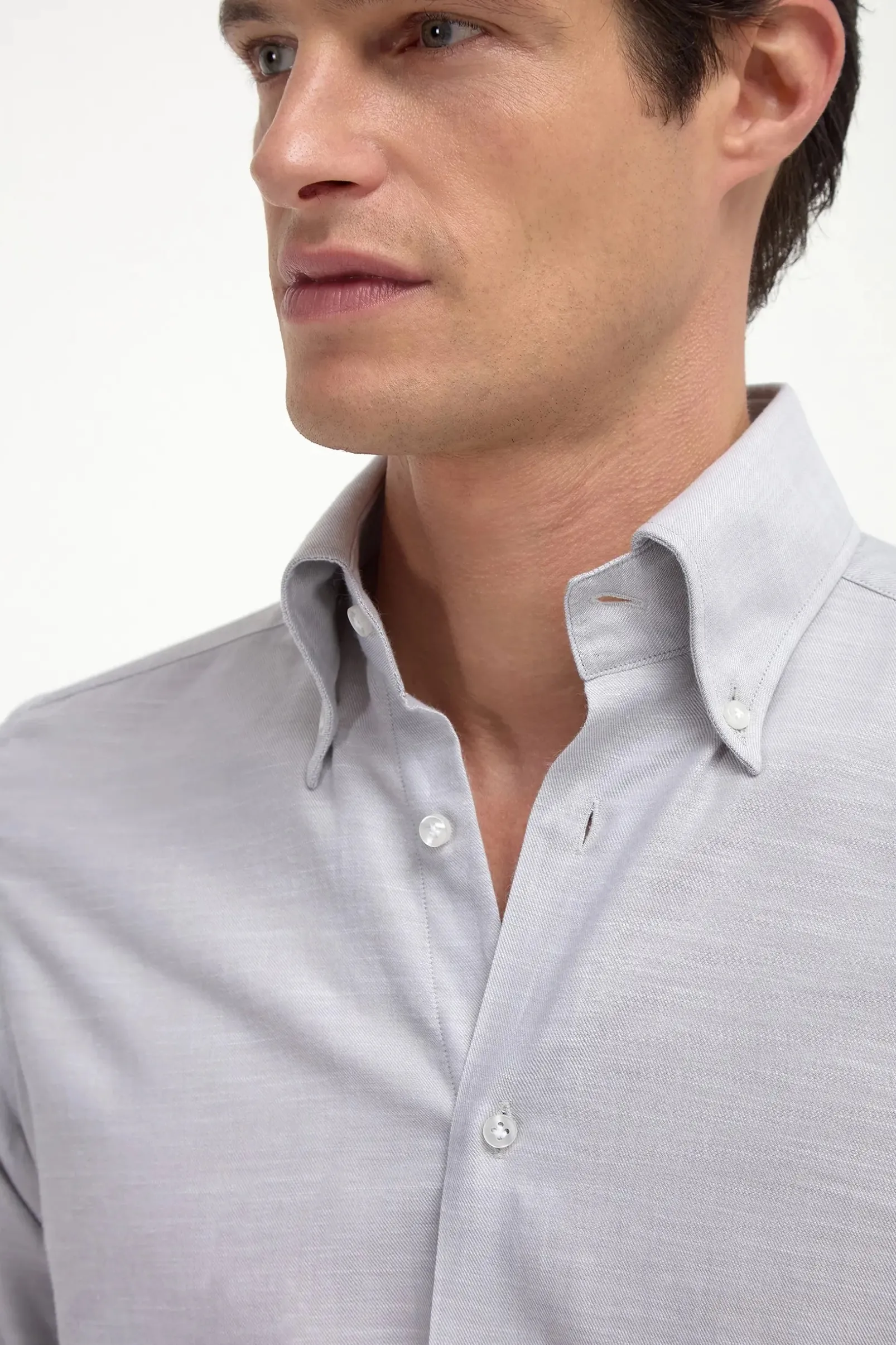 stone_chambray_button_dow_2.webp Stone chambray button down shirt - Made in Italy