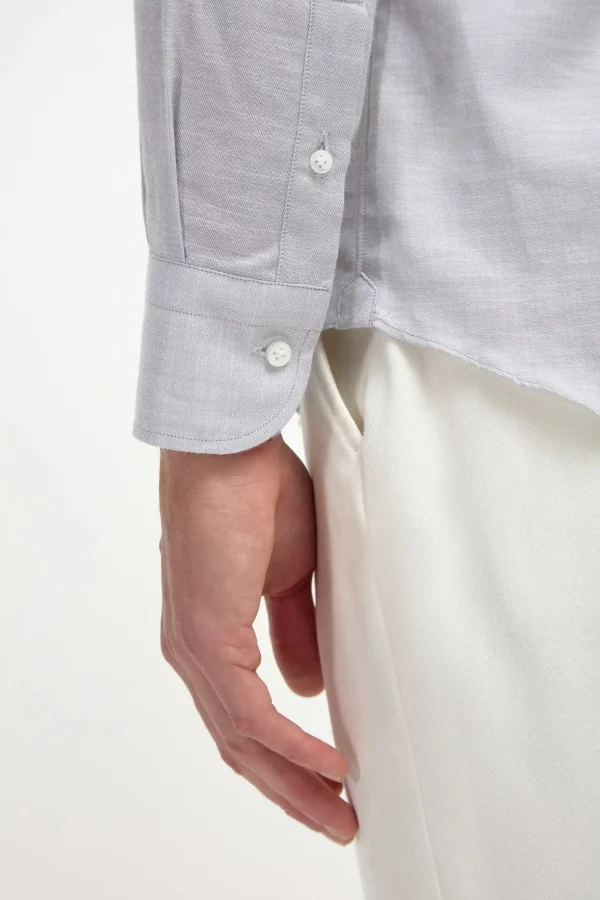 Stone chambray button down shirt - Made in Italy