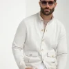 Stone cotton knitted bomber – Made in Italy