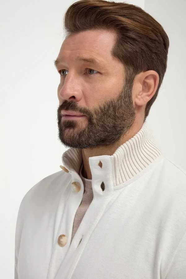 Stone cotton knitted bomber – Made in Italy