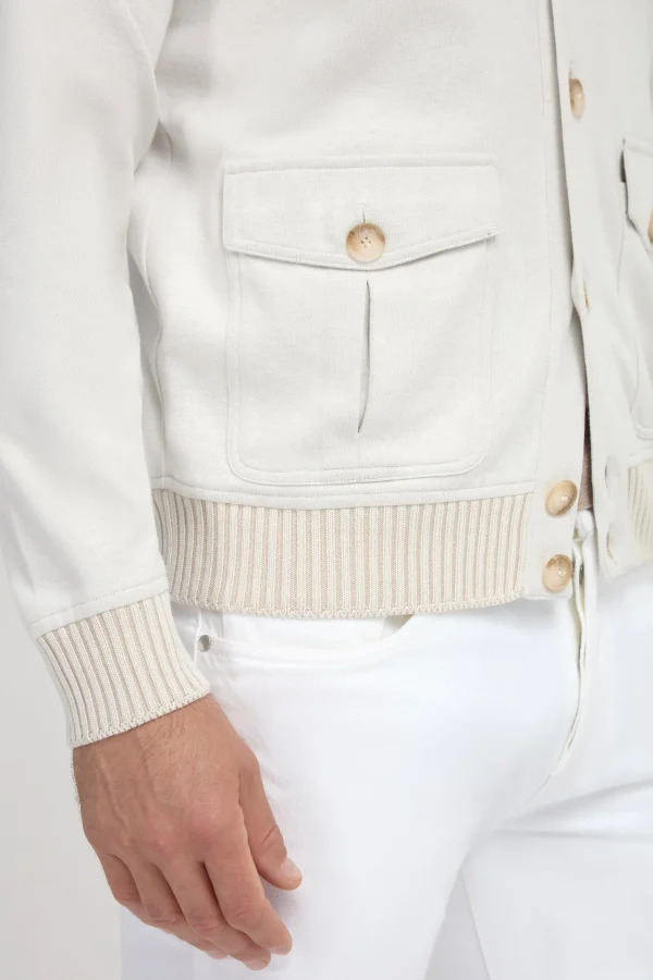 Stone cotton knitted bomber – Made in Italy