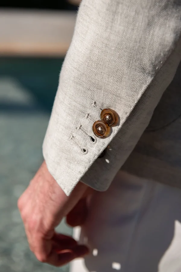 Stone herringbone linen jacket