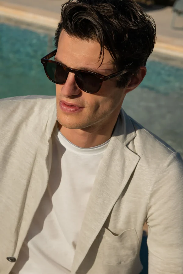 Stone linen knitted jacket - Made in Italy