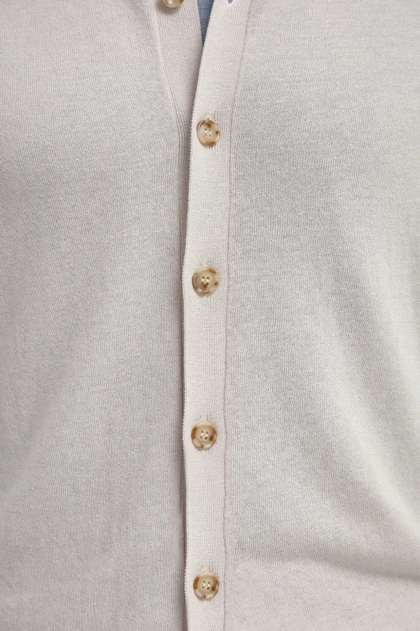 Stone polo cardigan - Made in Italy