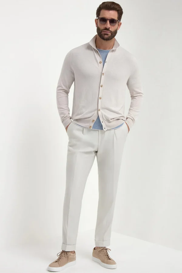 Stone polo cardigan - Made in Italy