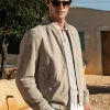 Stone soft suede bomber jacket – Made in Italy