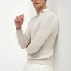 Stone thin rib long sleeve polo - Made in Italy