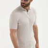 Stone thin rib zipped polo - Made in Italy