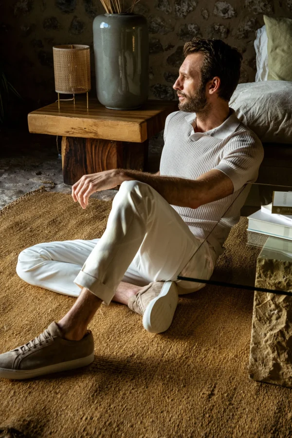 Stone thin ribs knit polo - Made in Italy