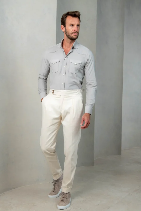 Stone velvet effect western shirt - Made in Italy