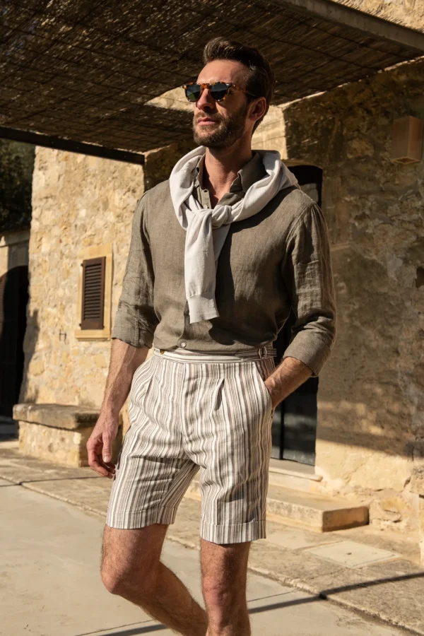 Striped linen shorts - Made in Italy
