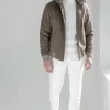 Taupe bomber with removable mink collar – Made in Italy